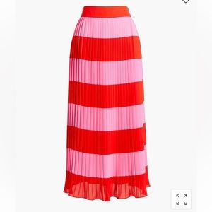 J.Crew High Waisted Pleated Midi Striped Skirt 100% Poly Length: 28 1/2" Lined